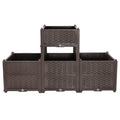 Indoor / Outdoor Rectangular Plastic Planting Box Kit For Vegetables, Herbs, Flowers & Succulents, Coffee, Polypropylene, 62.80" - Coffee
