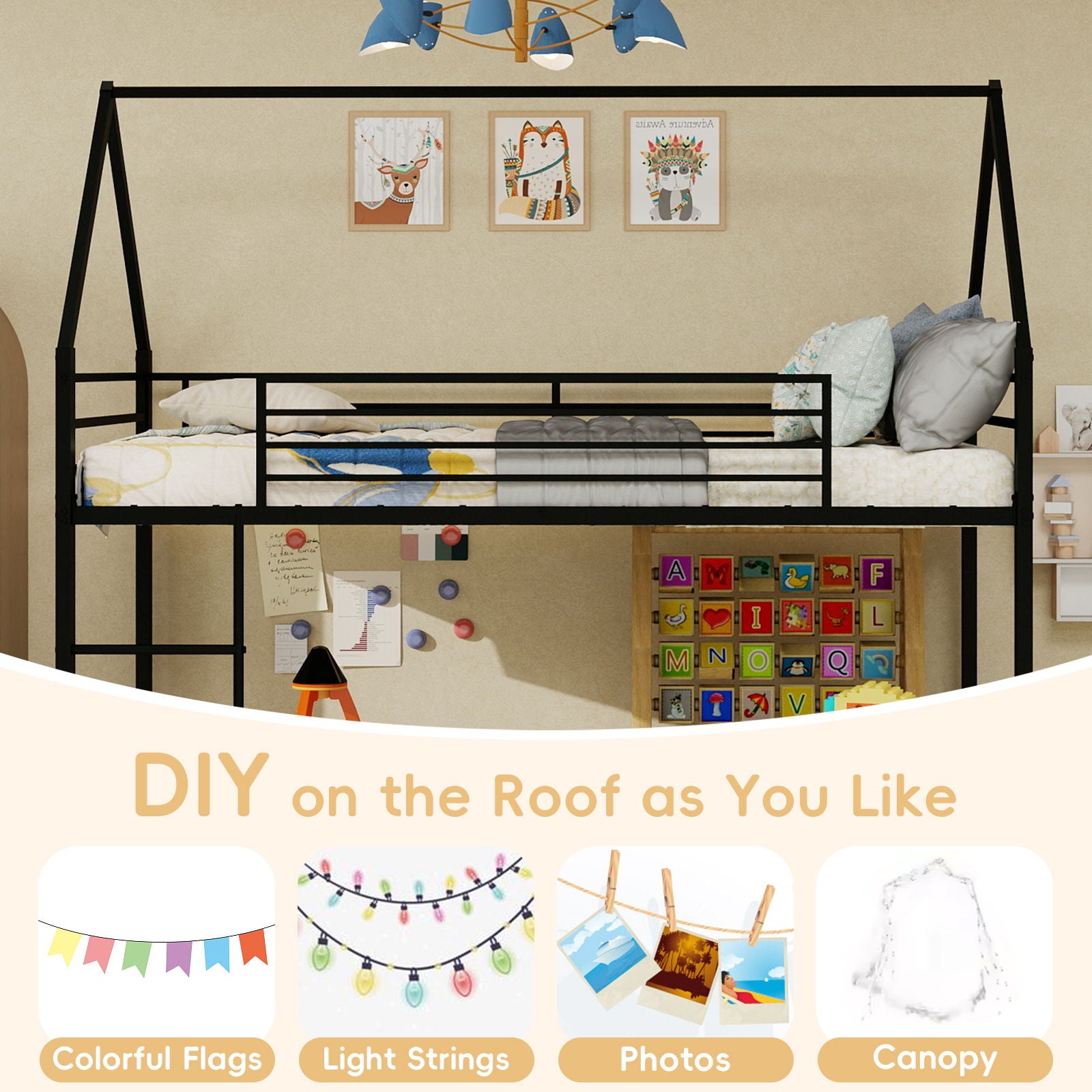 Bunk Bed With Safety Guardrails, No Box Spring Needed