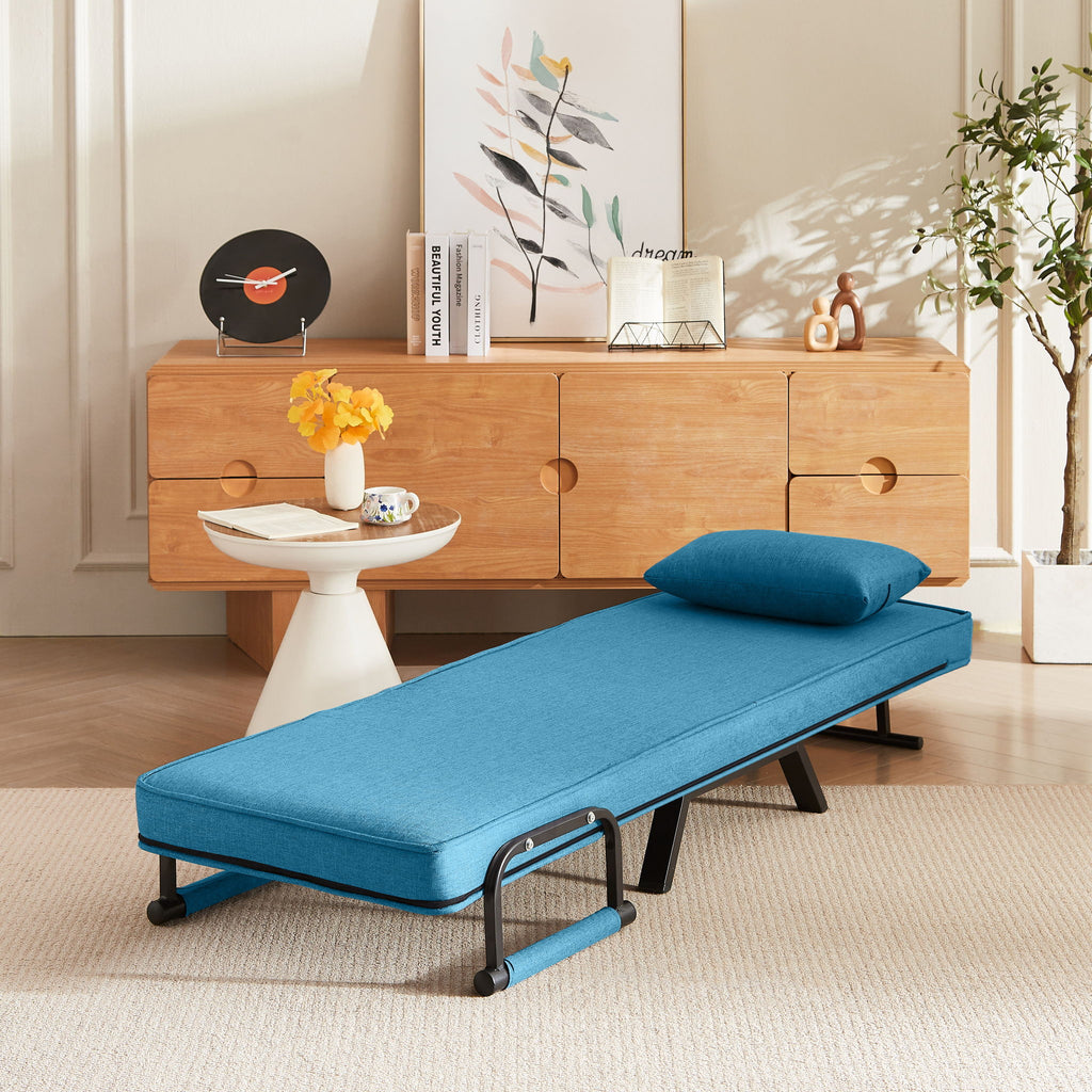 Convertible 5 In 1 Folding Chair Bed With Adjustable Backrest & Pillow