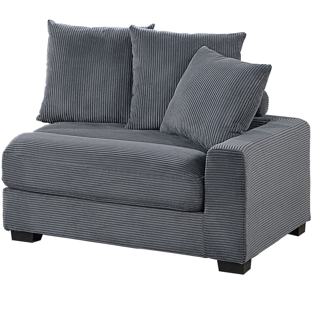 5 Piece Modular Sectional Set Couch With LAF & RAF Chairs, Living Room Furniture - Dark Gray