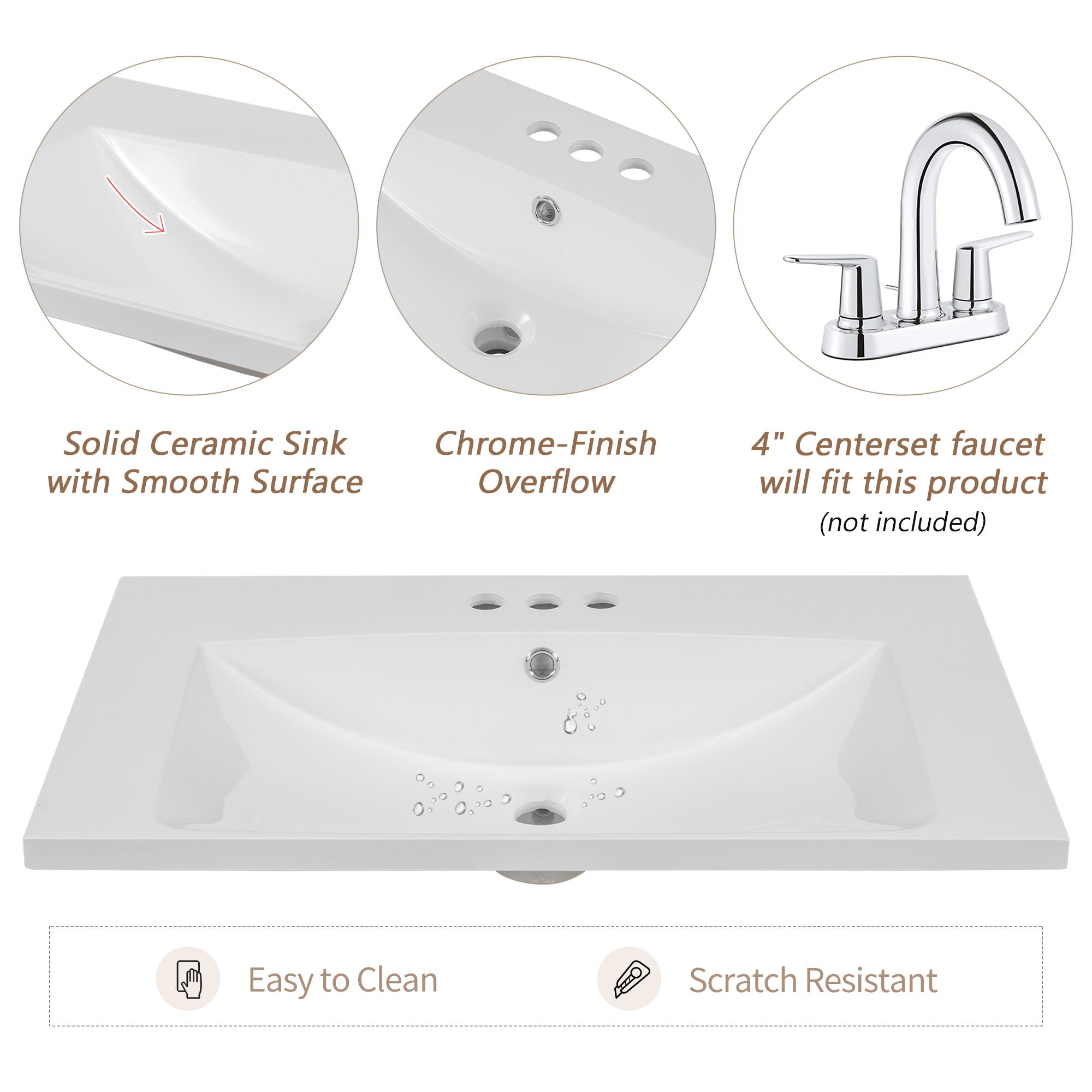 Modern Bathroom Vanity With Sink Combo, Multi Functional Cabinet With Doors And Drawer