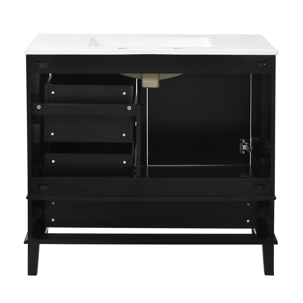 Bathroom Vanity, Modern Bathroom Cabinet With Sink Combo Set, Bathroom Storage Cabinet With A Soft Closing Door And 3 Drawers, Solid Wood Frame