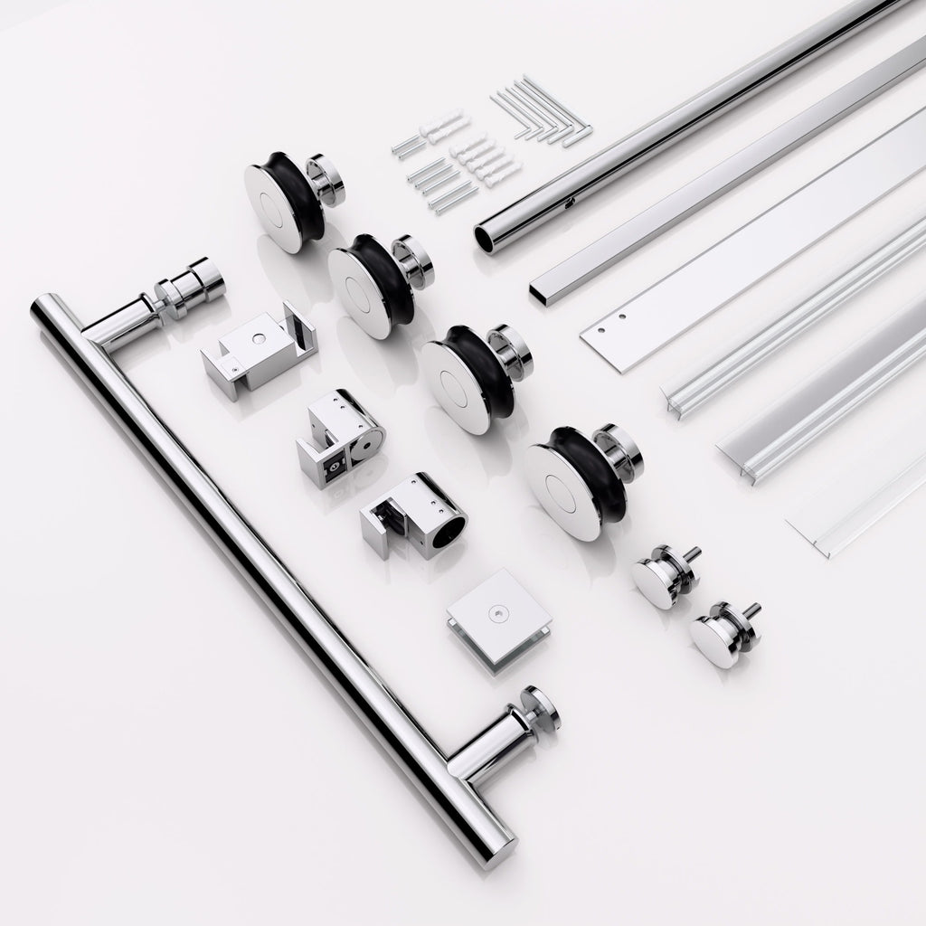 Frameless Single Sliding Shower Door With Clear Tempered Glass