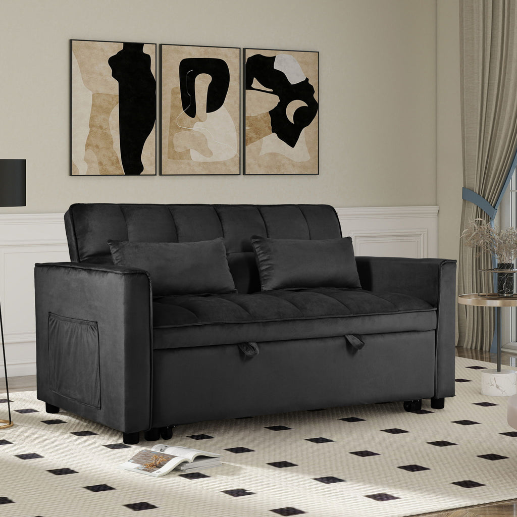 3 In 1 Pull Out Couch Convertible Sofa Bed With Reclining Backrest