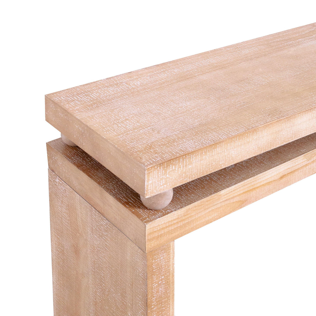 Slim Console Table, Narrow Entryway Table With Bead Detail - Light Natural / Natural