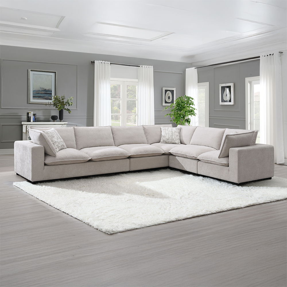 Marisa - Modular Armless Chair - Beige Boucle