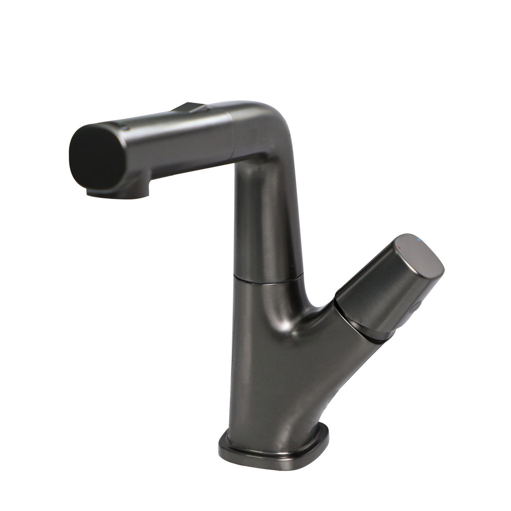Pull Down Bathroom Sink Faucet With 3 Water Modes And Stainless Steel Construction - Gunmetal Black