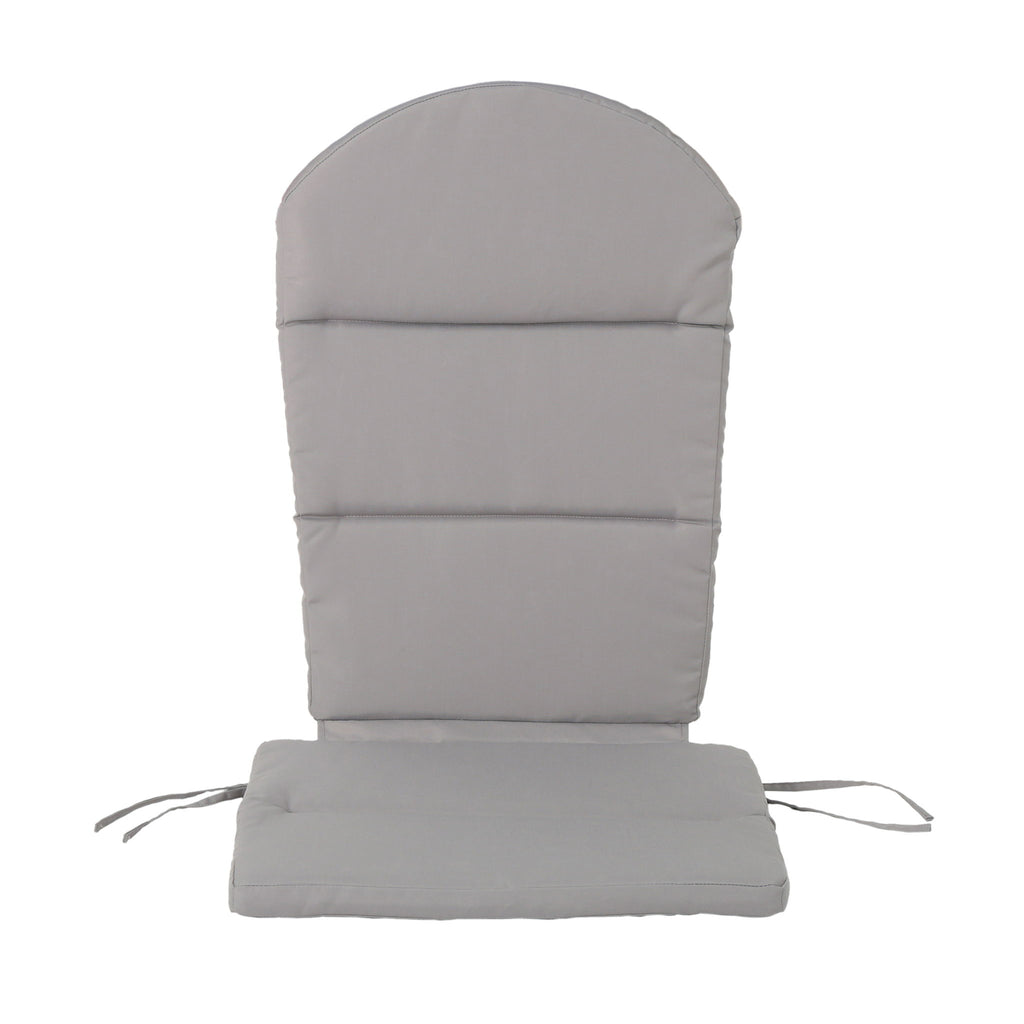 Outdoor Adirondack Chair Cushion With Water Resistant Fabric And Ties - Gray