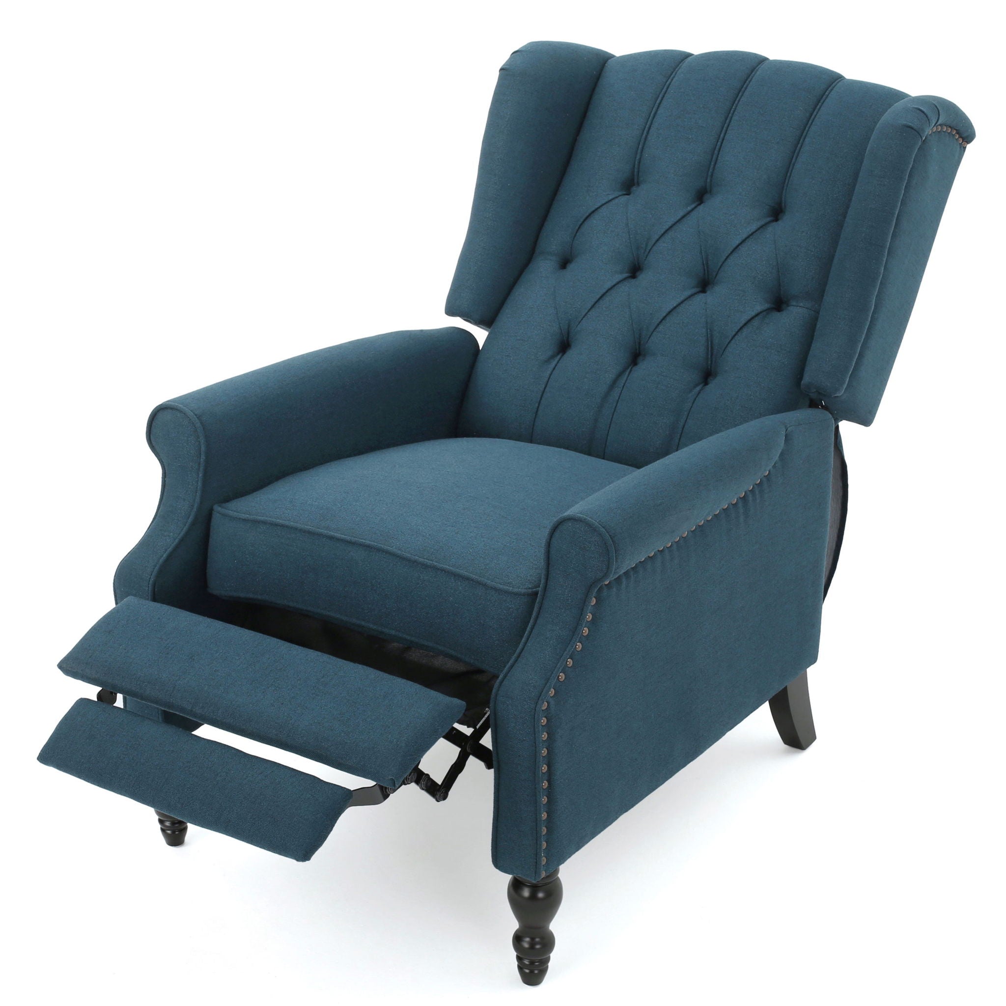 Armchair Recliner With Pushback Mechanism And Wingback Design