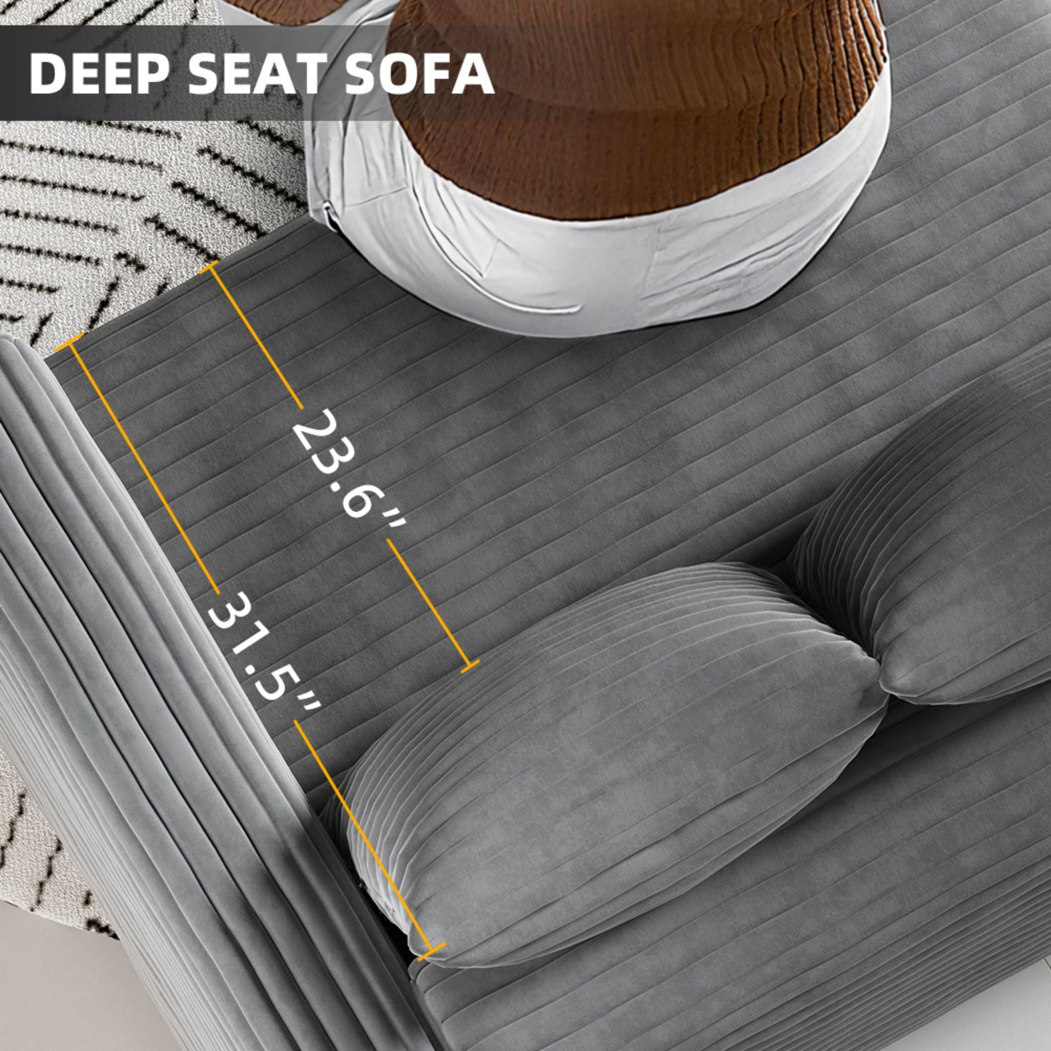 4 Seat Sofa, Modern Comfy Upholstered Sofa Cloud Couch, Deep Seat Couches With Soft Pillows