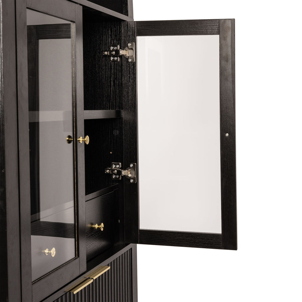 Fluted Tall Arched Pantry Cabinet With Adjustable Shelves
