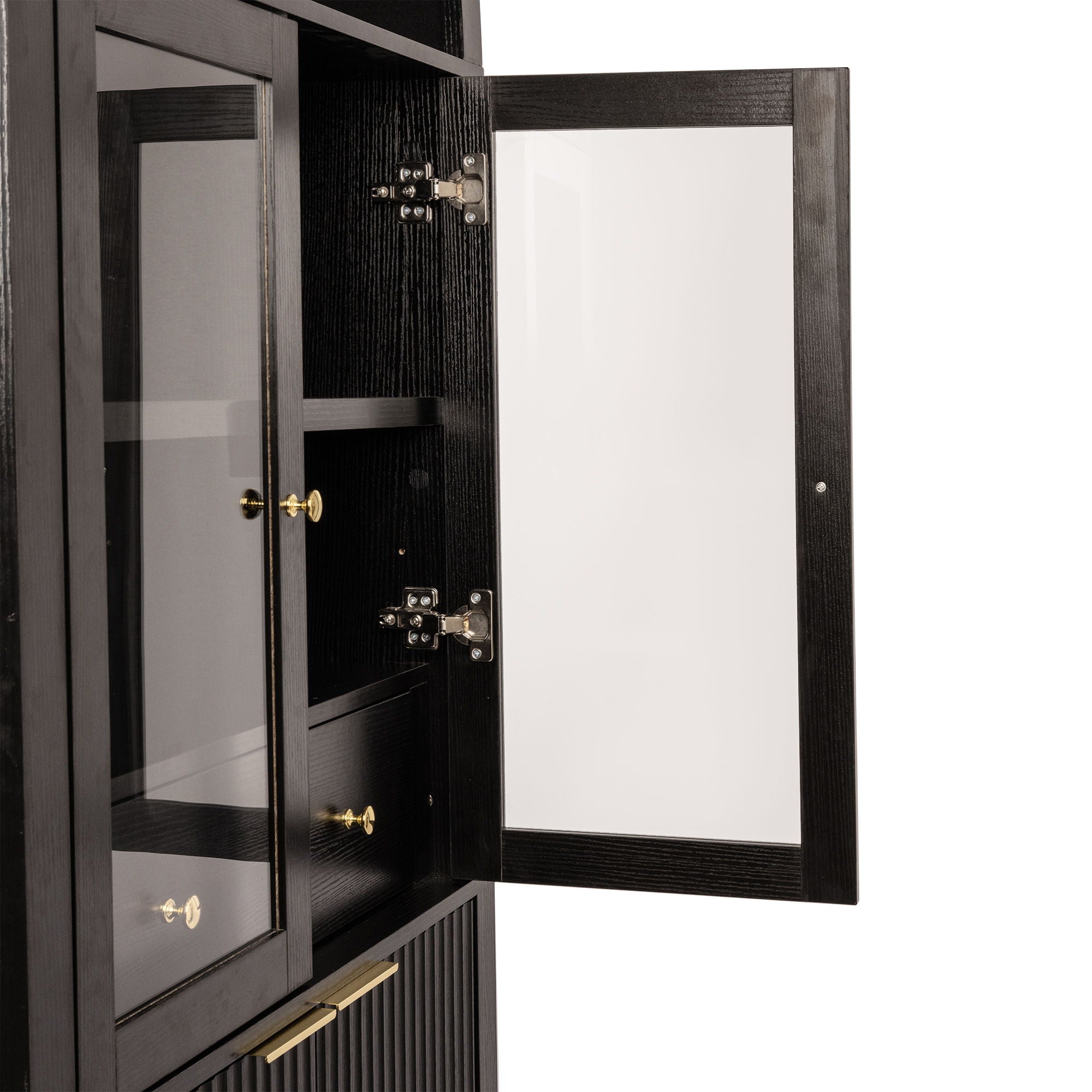 Fluted Tall Arched Pantry Cabinet With Adjustable Shelves