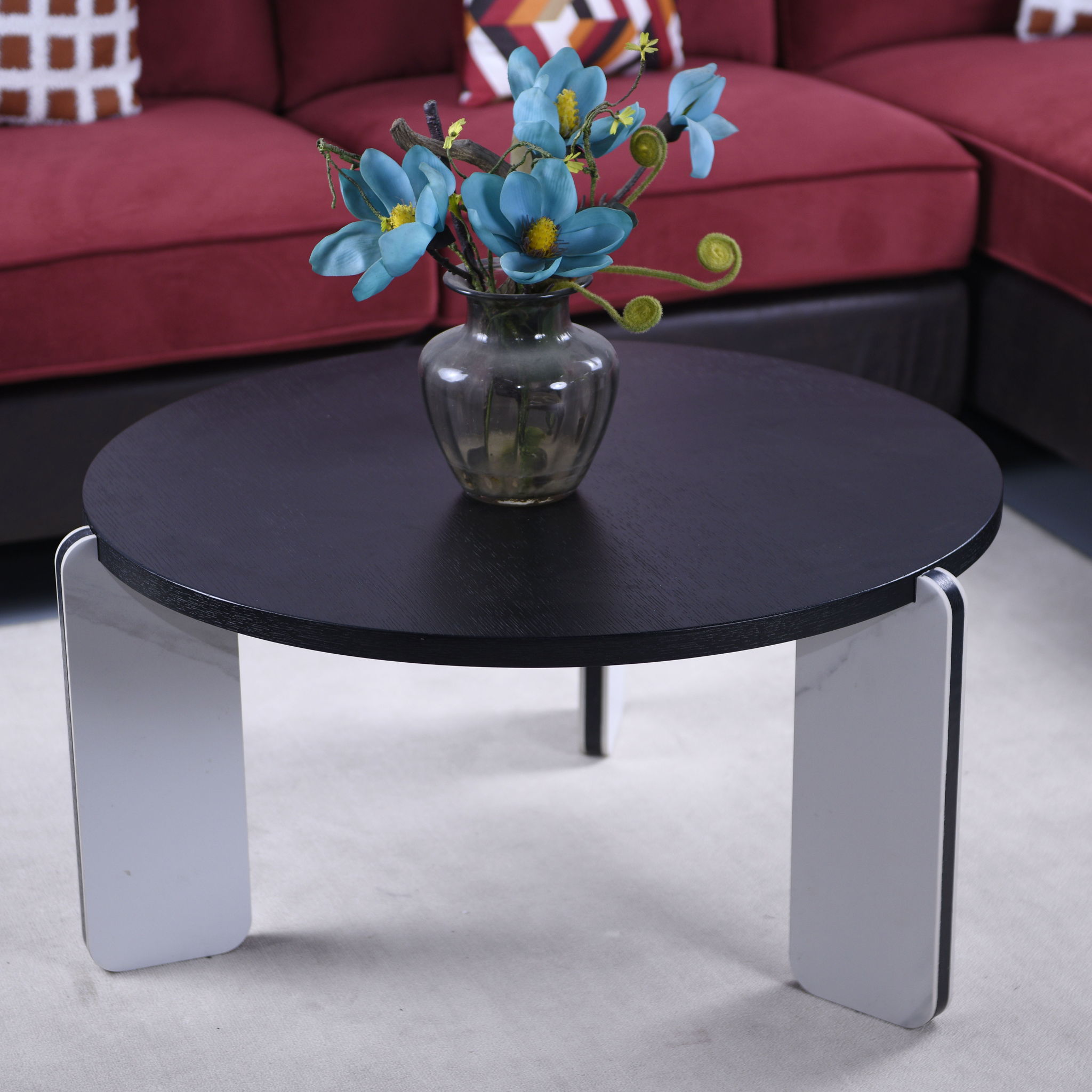 Round Coffee & End Table Set - Black