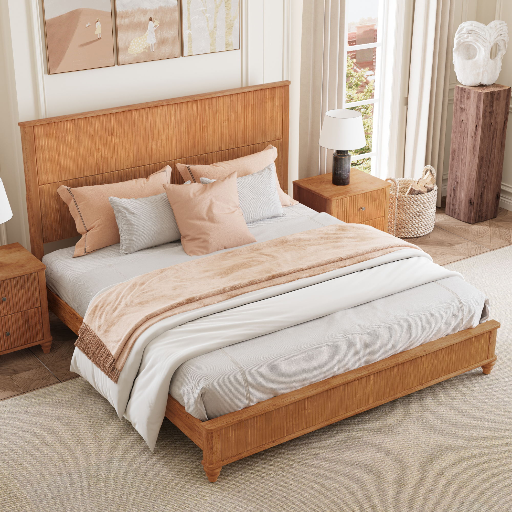 Platform Bed Frame With Tall Headboard