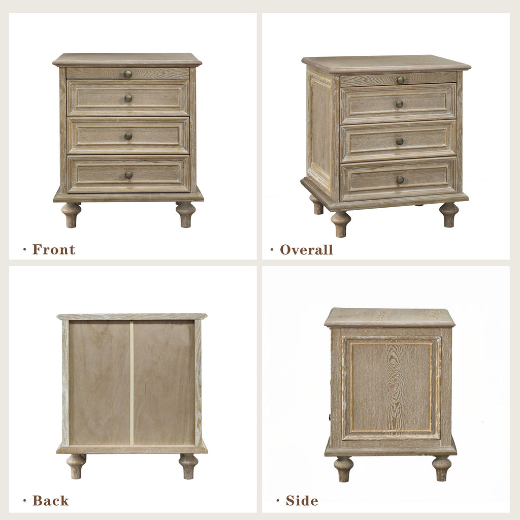 Farmhouse Nightstand With 4 Drawers