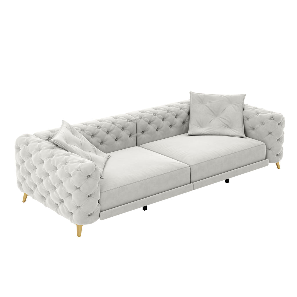 3 In 1 Convertible Sleeper, Deep Seat Pull Out Sofa Bed, Button Tufted