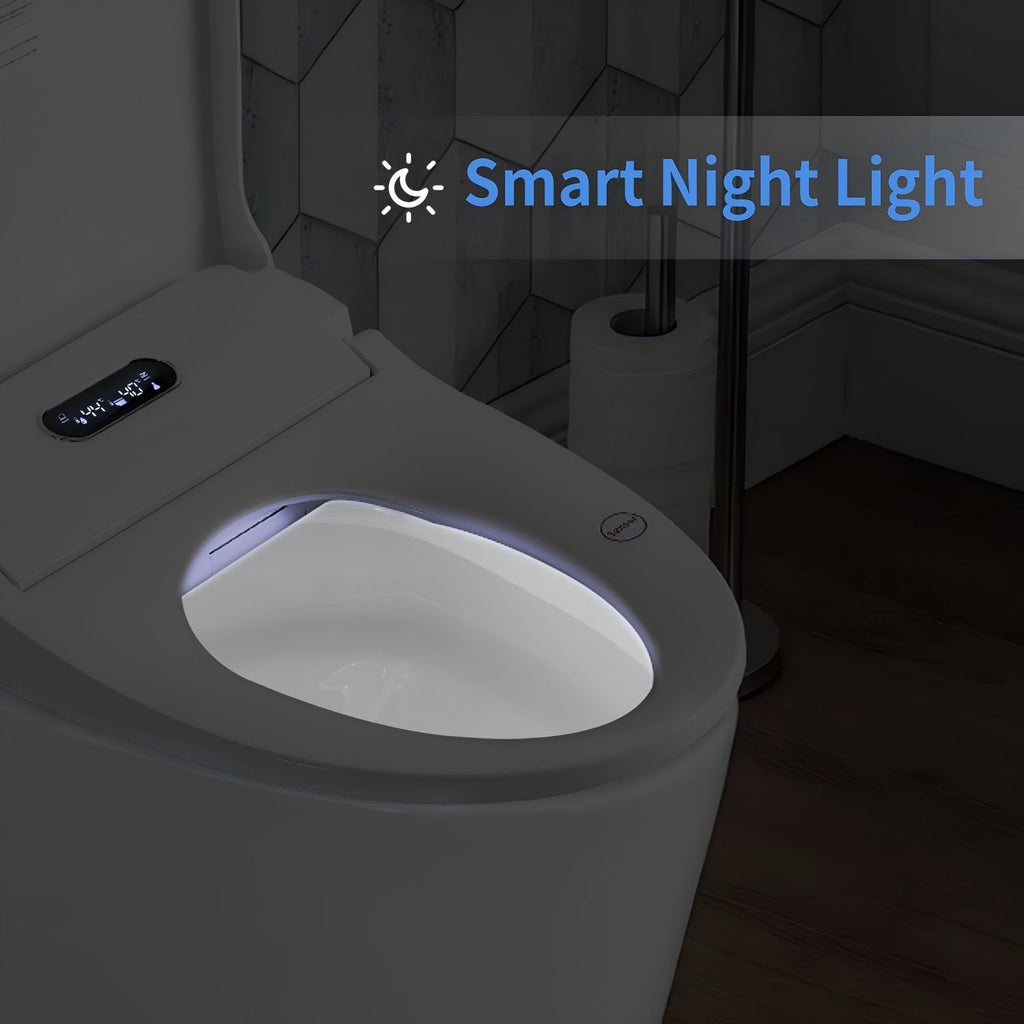 Smart Bidet Toilet Seat With Side Knob Adjustable Heated Seat With Water Temperature And Pressure Adjustment Portable Bidet - White