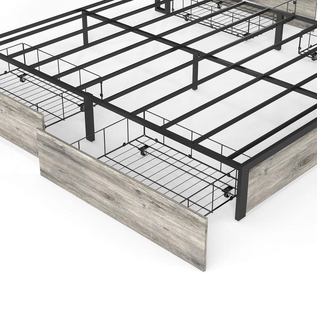 Bed Frame With Headboard, LED Lights & Charging Station