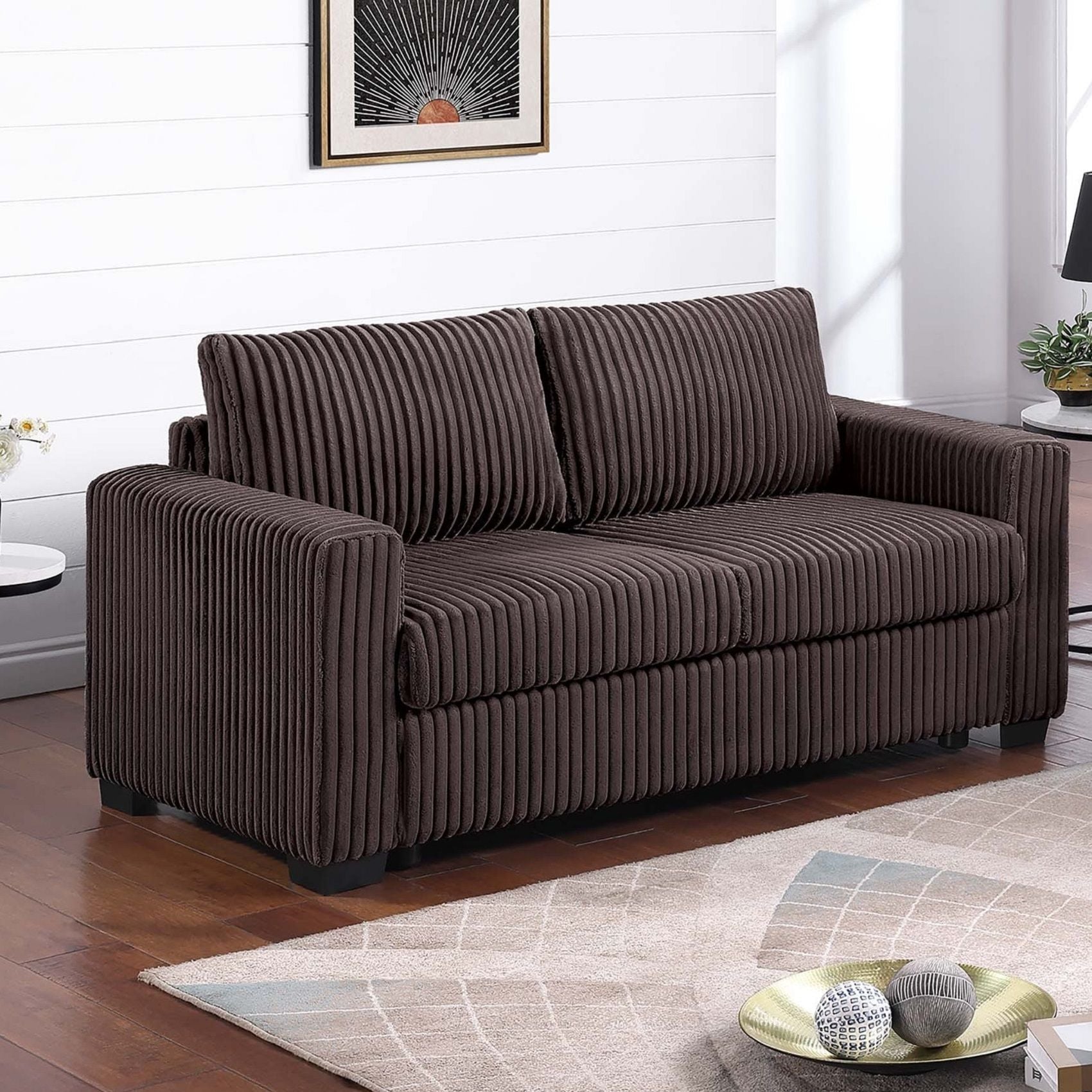 Modern Style 2 Piece Sofa Set With Cup Holders & Charging Port