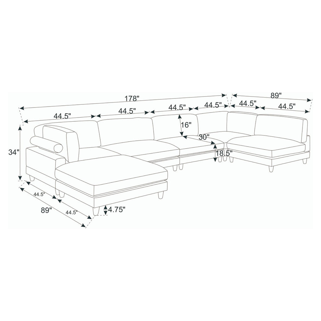 Modern Modular Sectional With Adjustable Back Support