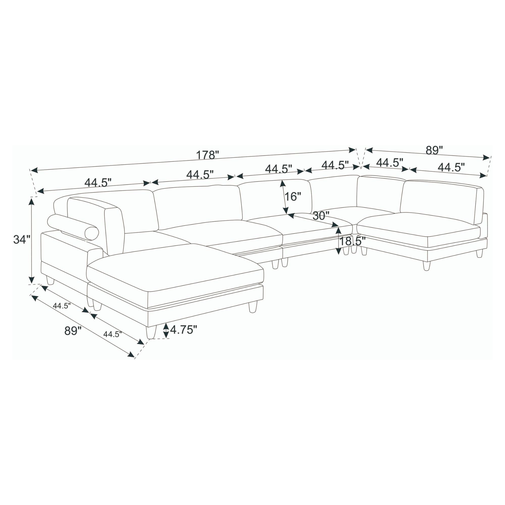 Modern Modular Sectional With Adjustable Back Support