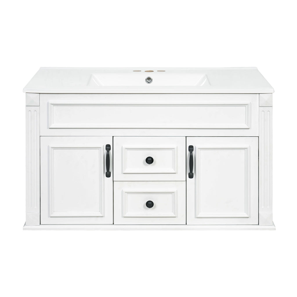 French Simple Style Wall Mounted Bathroom Cabinet With Sink