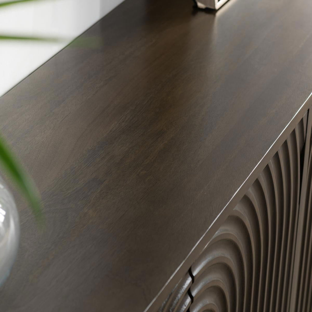 Colson - Mango Wood 4 Door Cabinet - Dark Brown