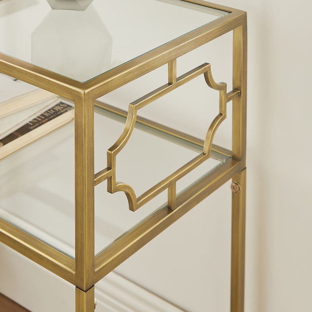 Grifton - Rectangular Glass Accent Table - Antique Gold