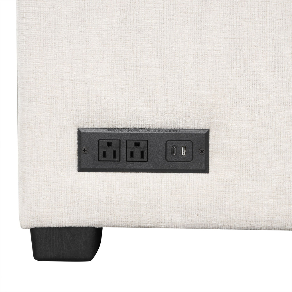 U-Shaped Sectional Sofa Pull Out Sofa Bed With Two USB Ports, Two Power Sockets, Three Back Pillows And A Storage Chaise For Living Room