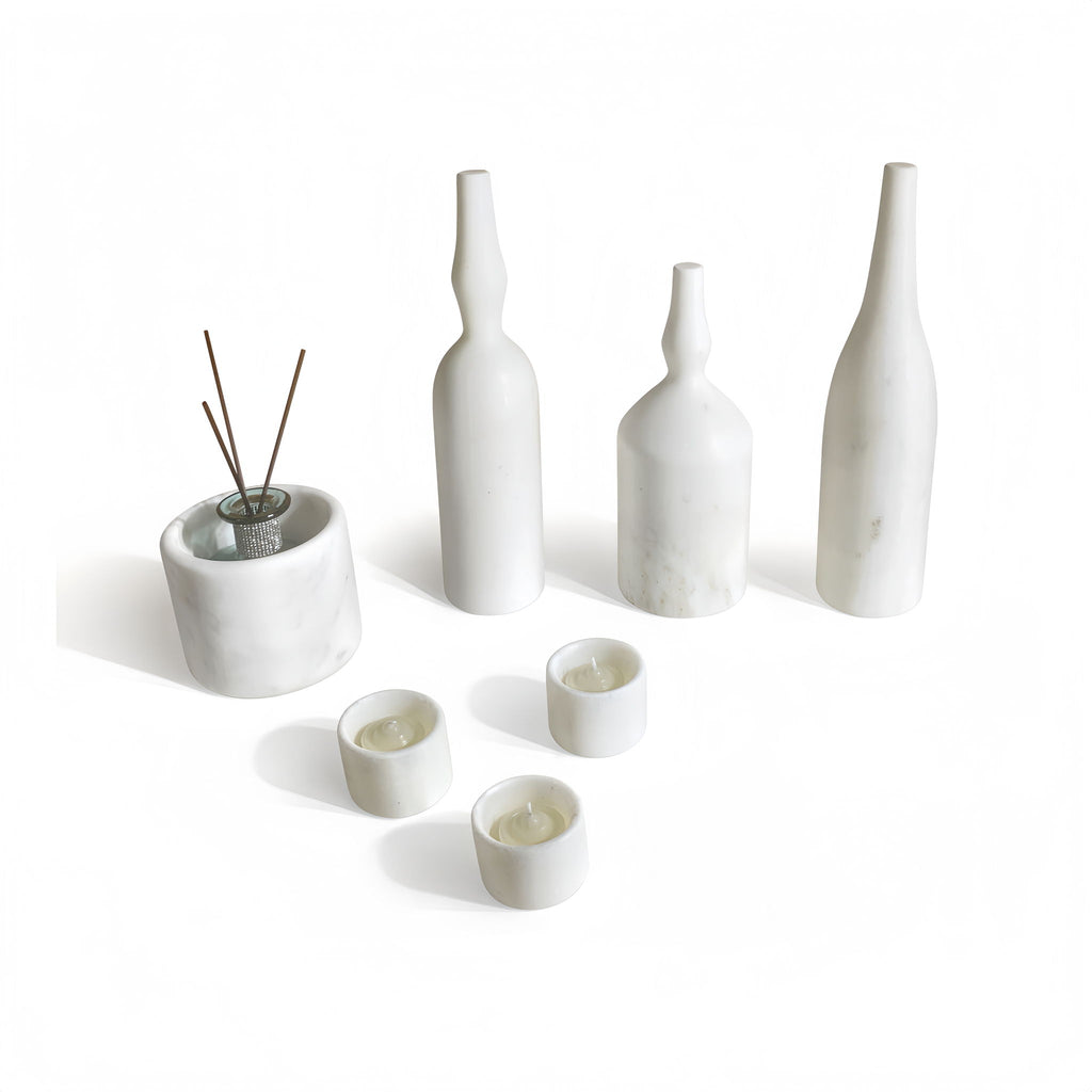 7 Pieces Luxury Natural Marble Living Room Accessories Set