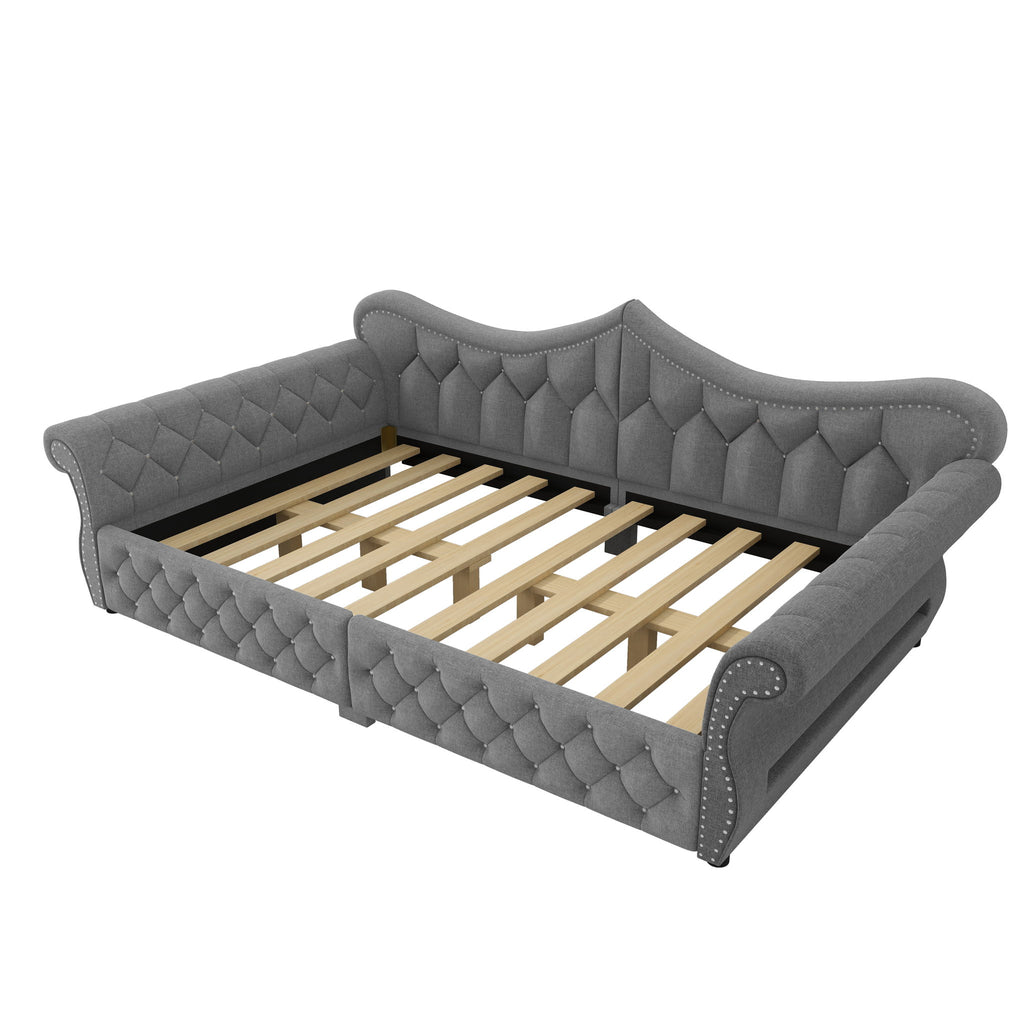 Upholstered Daybed With LED Lighting And Nailhead Trim
