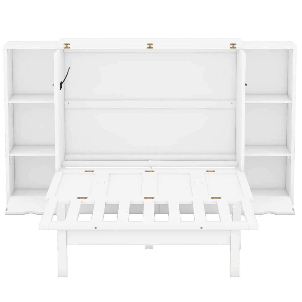 Murphy Bed With Shelves, Drawers And USB Ports