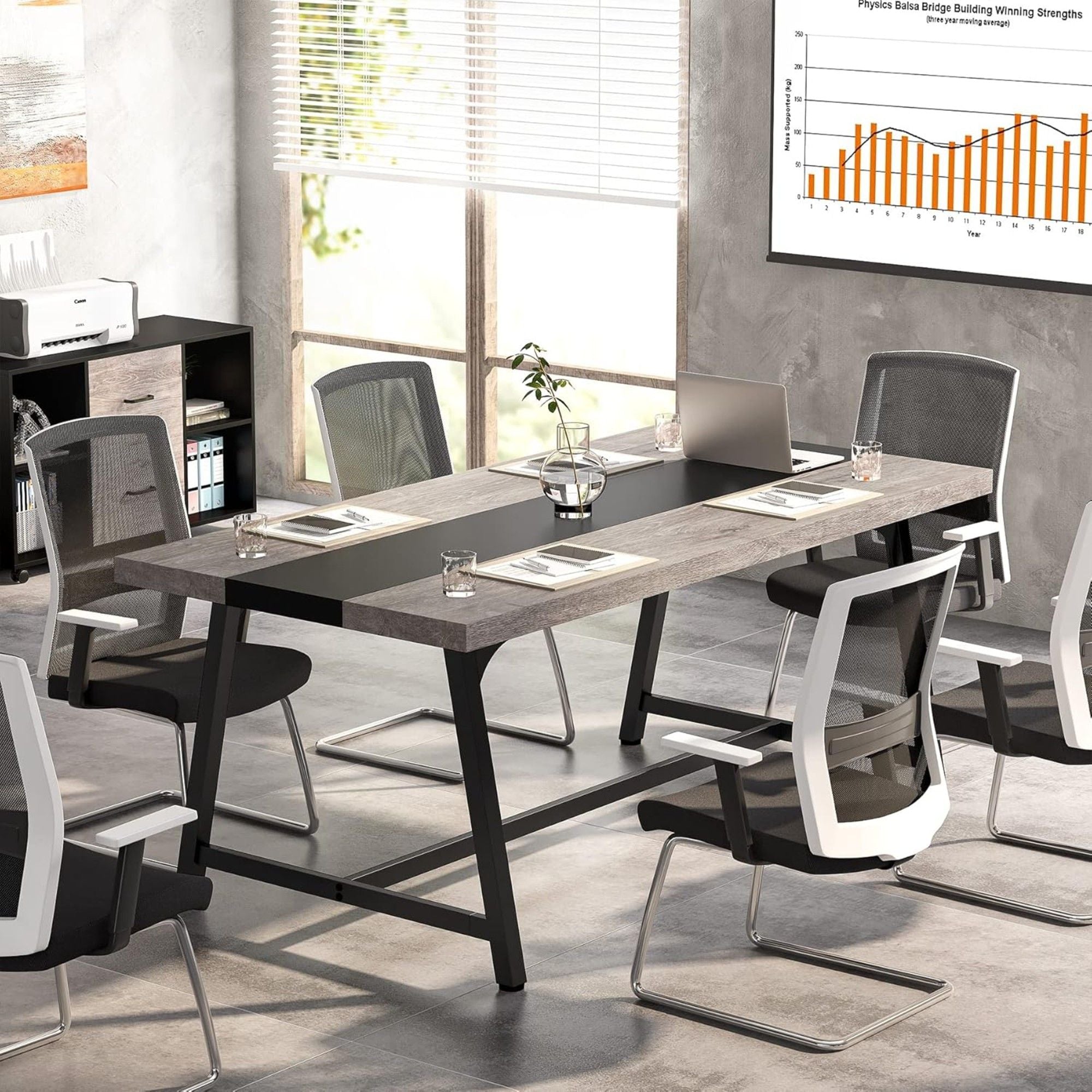 Modern Rectangular Conference Table For 6 - 8 People, Office Executive Desk