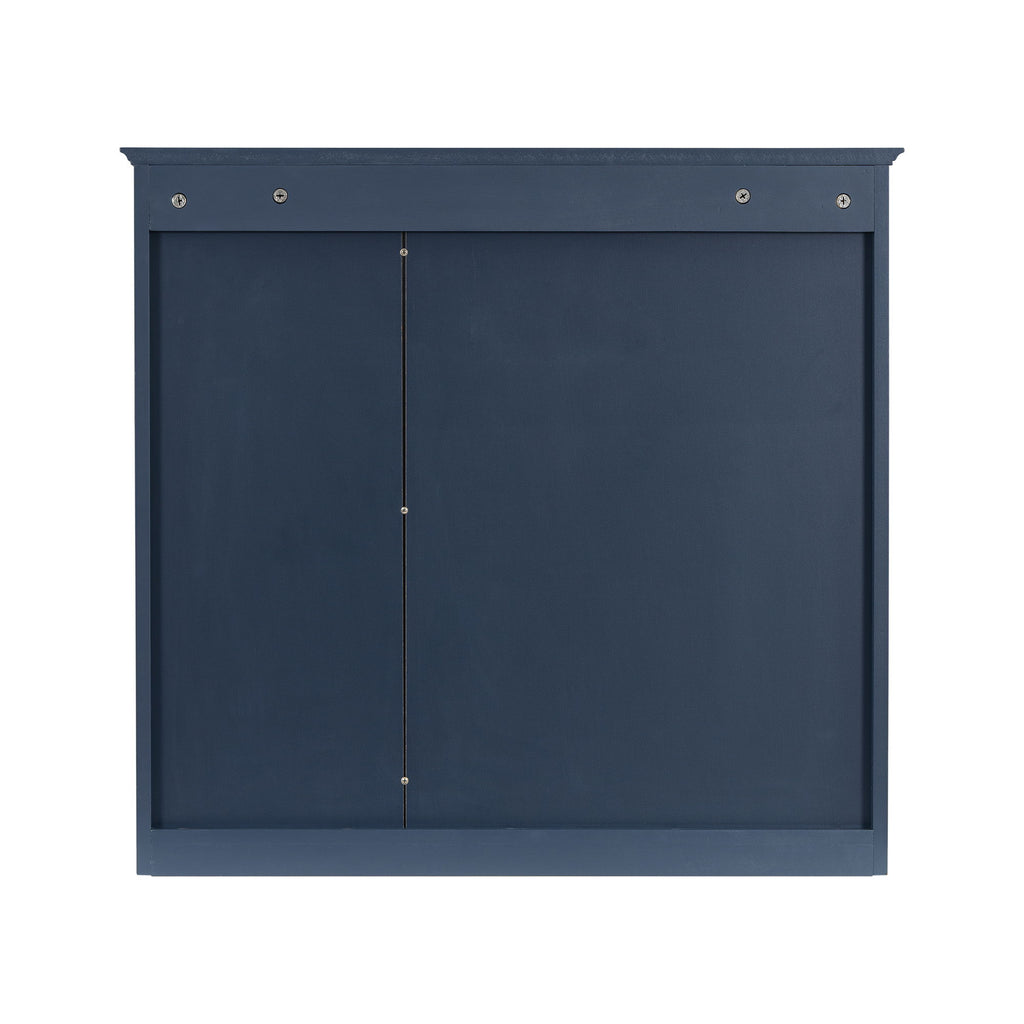 Bathroom Vanity With Top Sink, 2 Doors And 3 Drawers, Freestanding Set With Mirror Cabinet