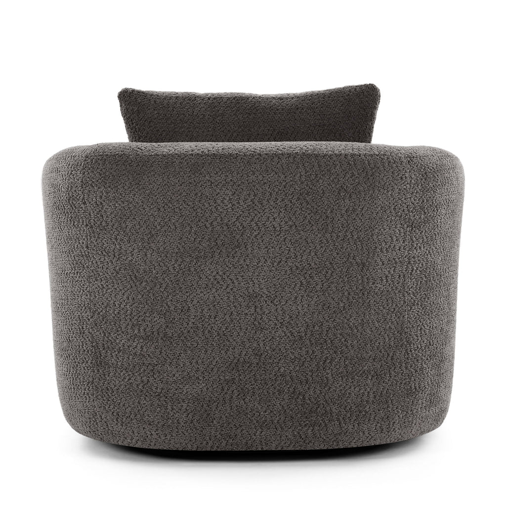 360° Swivel Barrel Sofa Chair With Throw Pillow, Upholstered Accent Chair