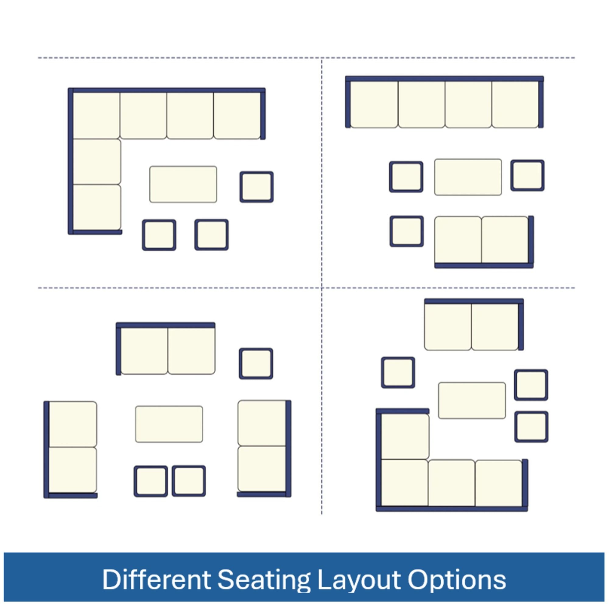 7 Piece Outdoor Dining Set With Cushions, Modular Sectional Sofa And Table