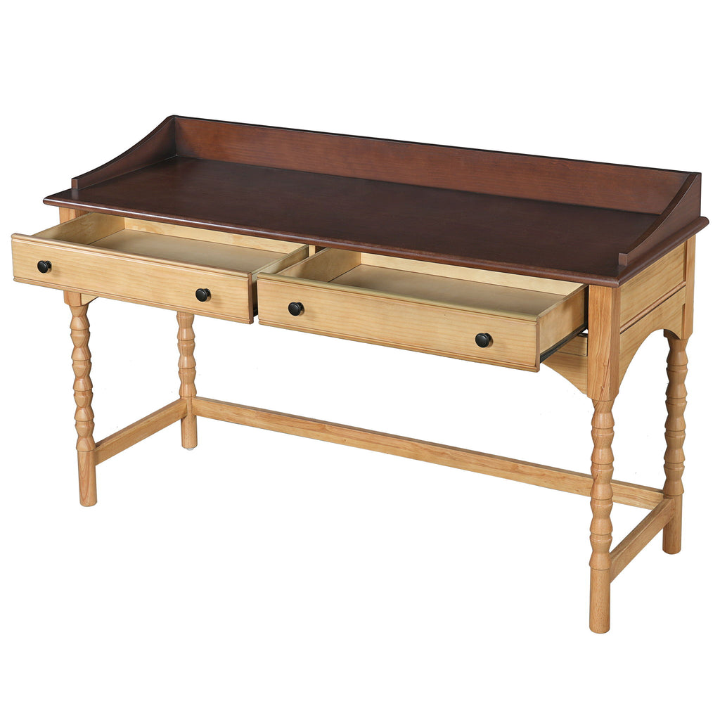 Writing Desk With 2 Storage Drawers, Workstation For Living Room - Brown / Natural