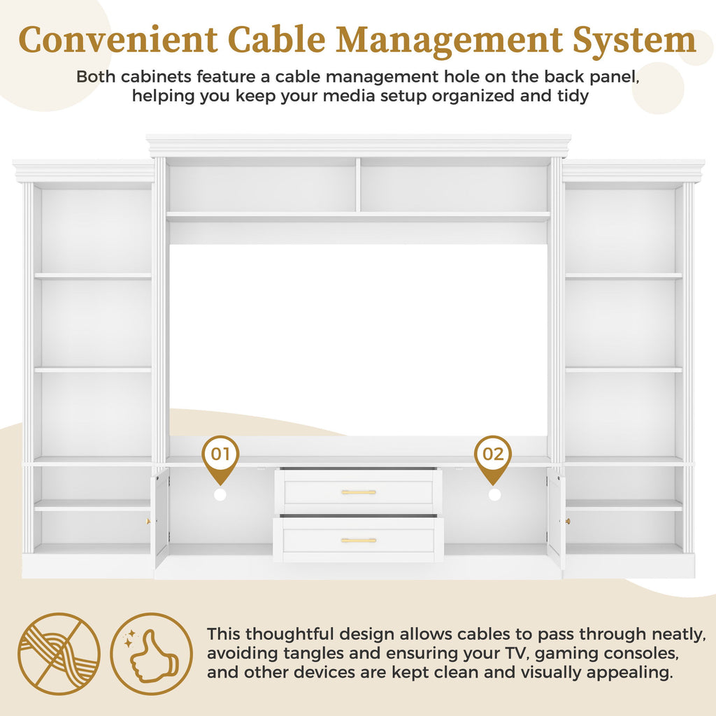Elegant Entertainment Center Wall Unit With Bookshelves