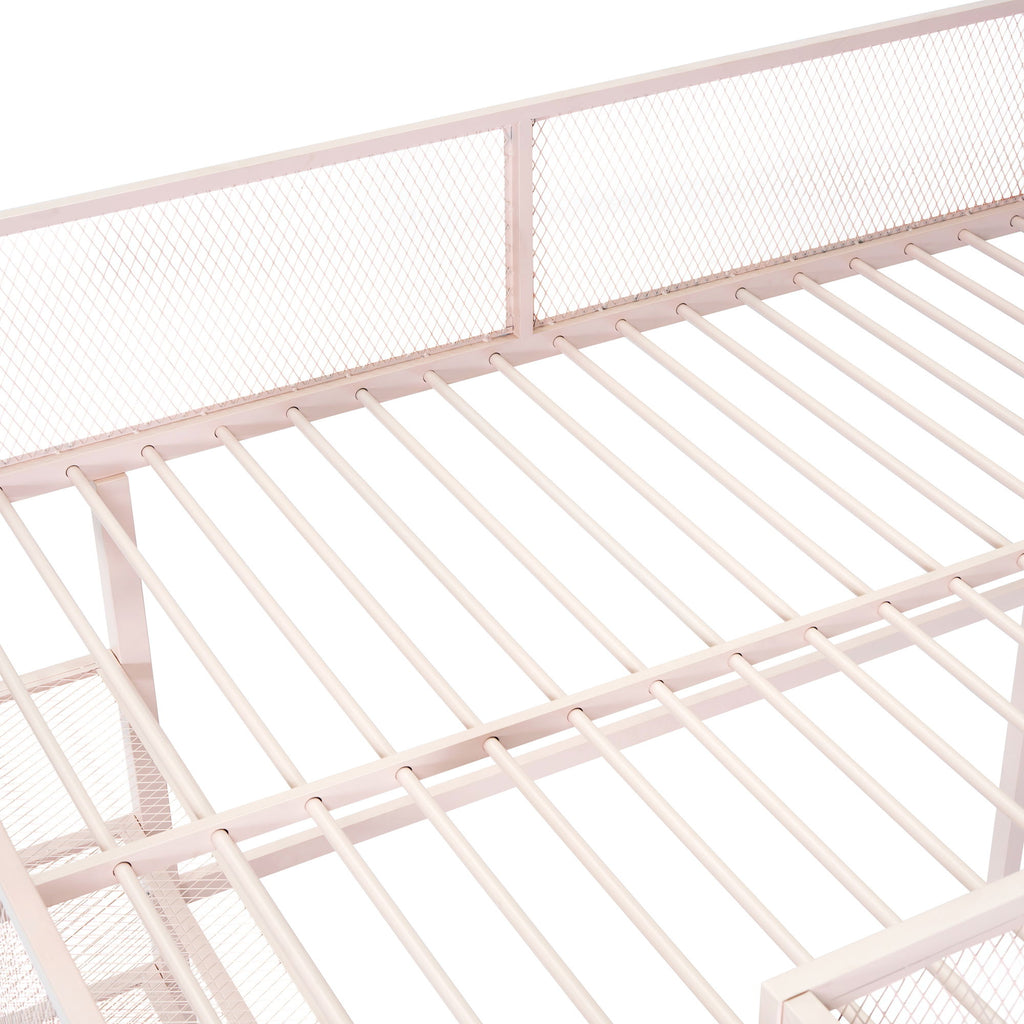 Loft Bed With 4 Tier Shelves And Storage