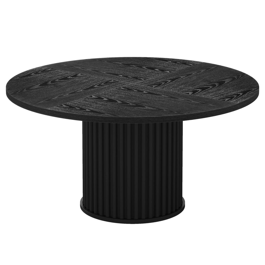 Fluted Round Dining Table - Black