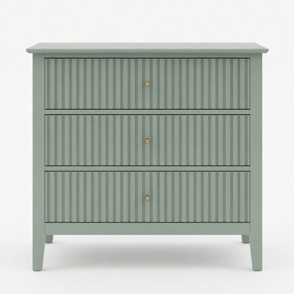 Fluted 3 Drawer Nightstand With Soft Close Slides
