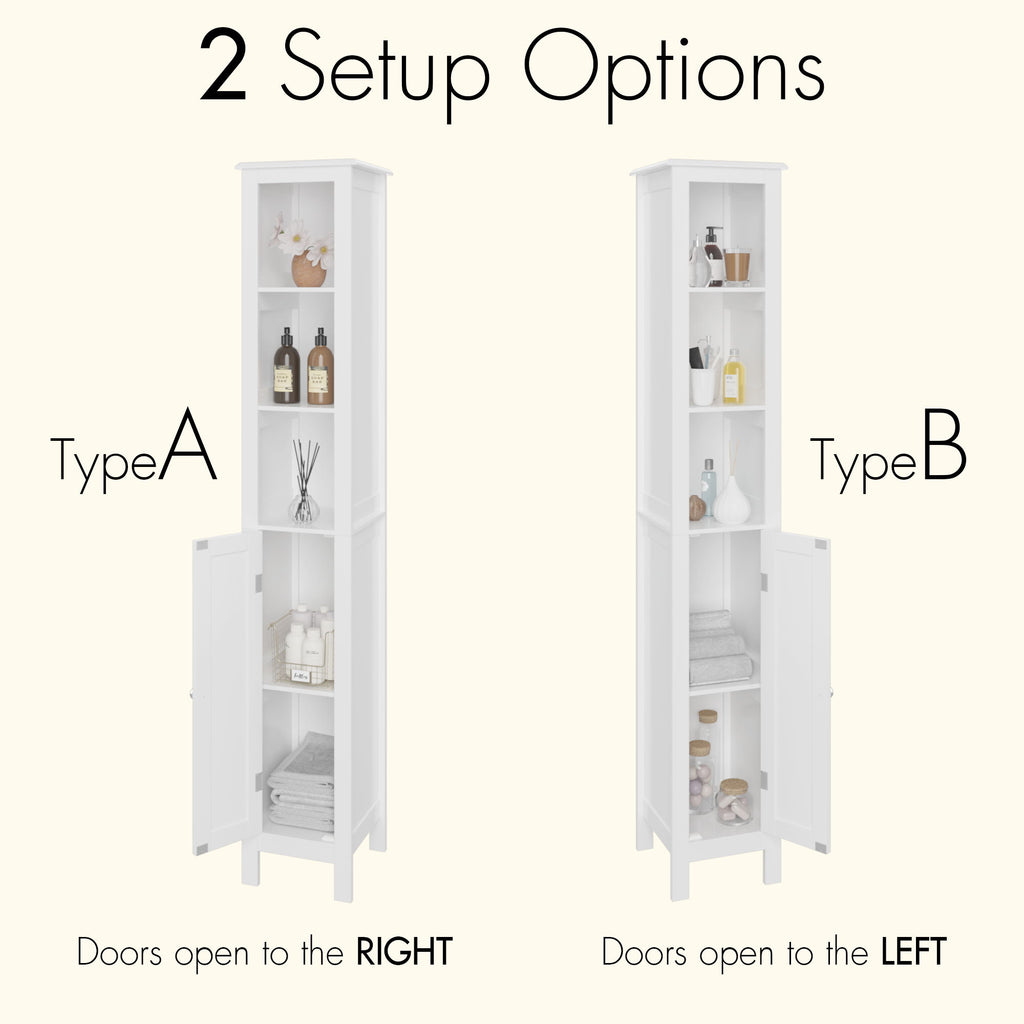 Slim Tall Bathroom Storage Cabinet With Adjustable Shelves, Anti Tip Freestanding Cabinet - White