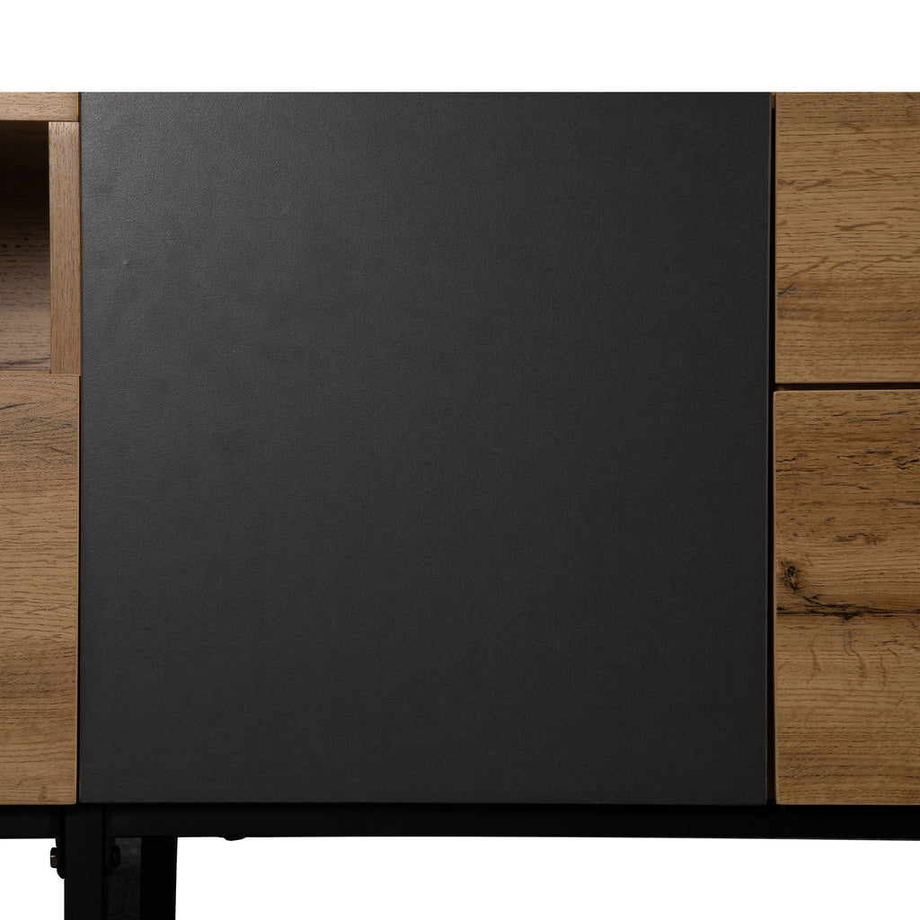 TV Stand For 80'' TV With Double Storage Space, Media Console Table With Drop Down Door