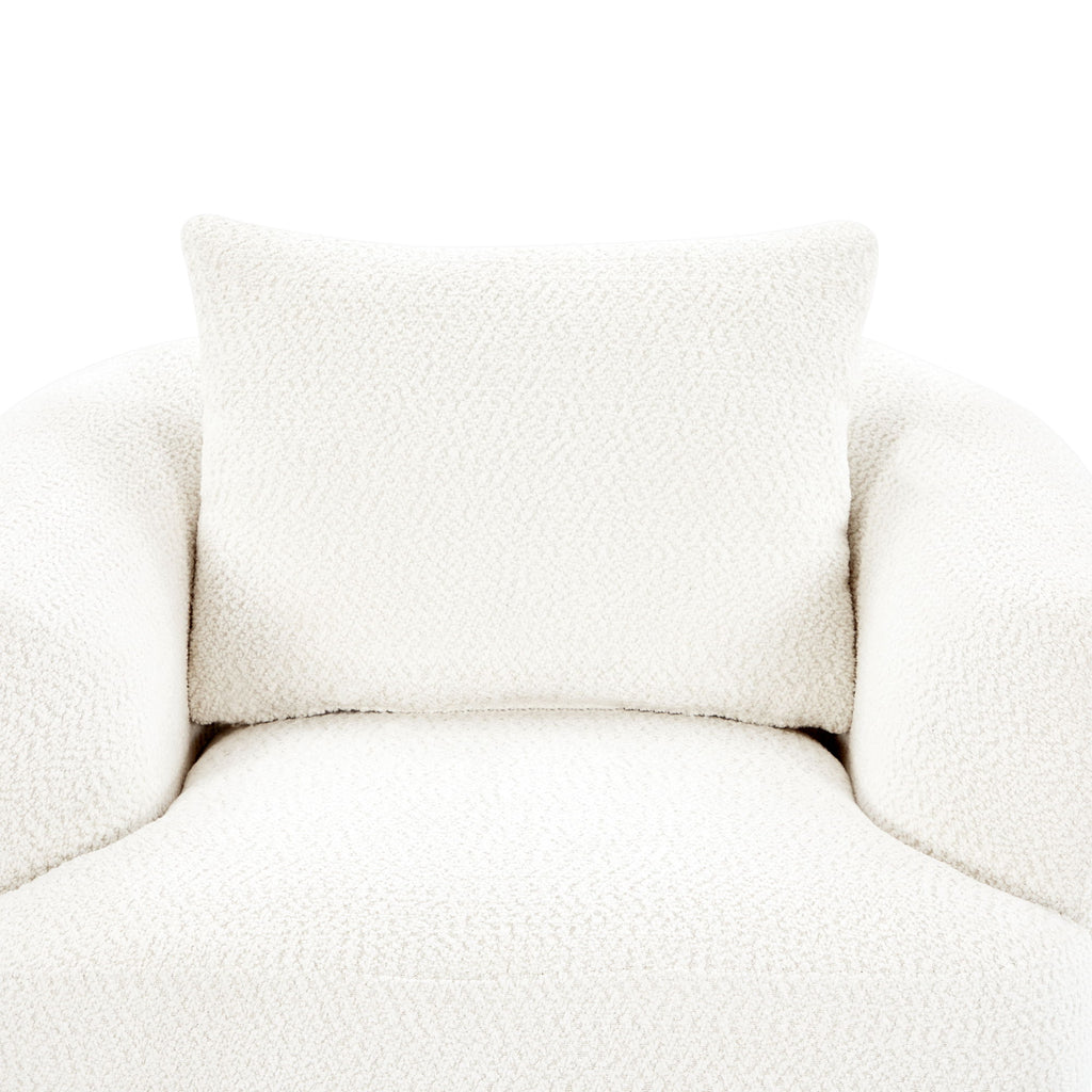 360° Swivel Barrel Sofa Chair With Throw Pillow, Upholstered Accent Chair