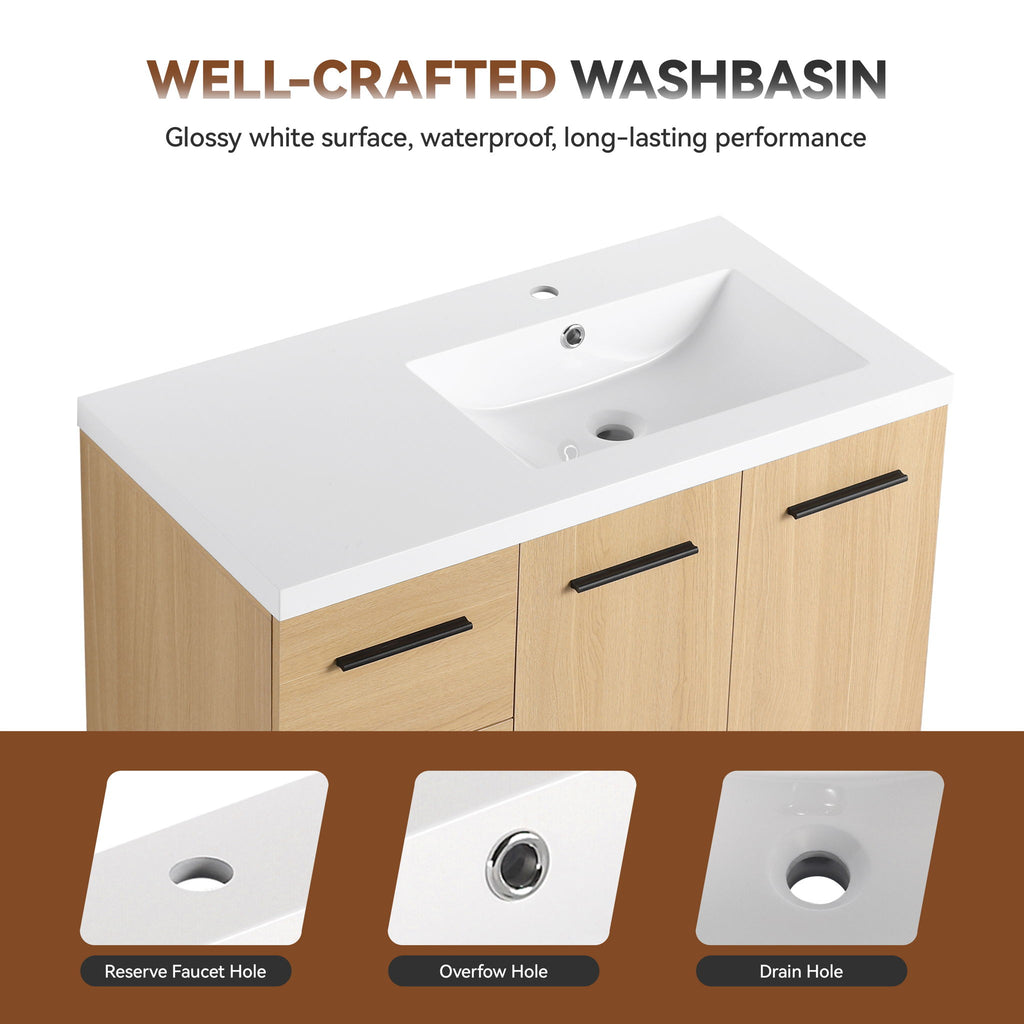 Wall Mounted Floating Bathroom Vanity With Sink, Door & Drawers Modular Cabinet