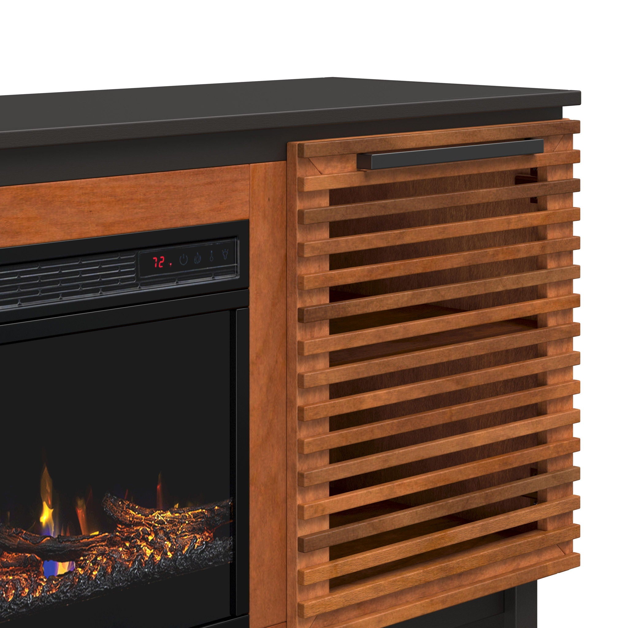 Fireplace TV Stand Console For TVs Up To 100" - Black / Bourbon