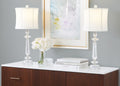 Karat - Contemporary Crystal Table Lamp (Set of 2) - Clear Crystal / Chrome / White Softback