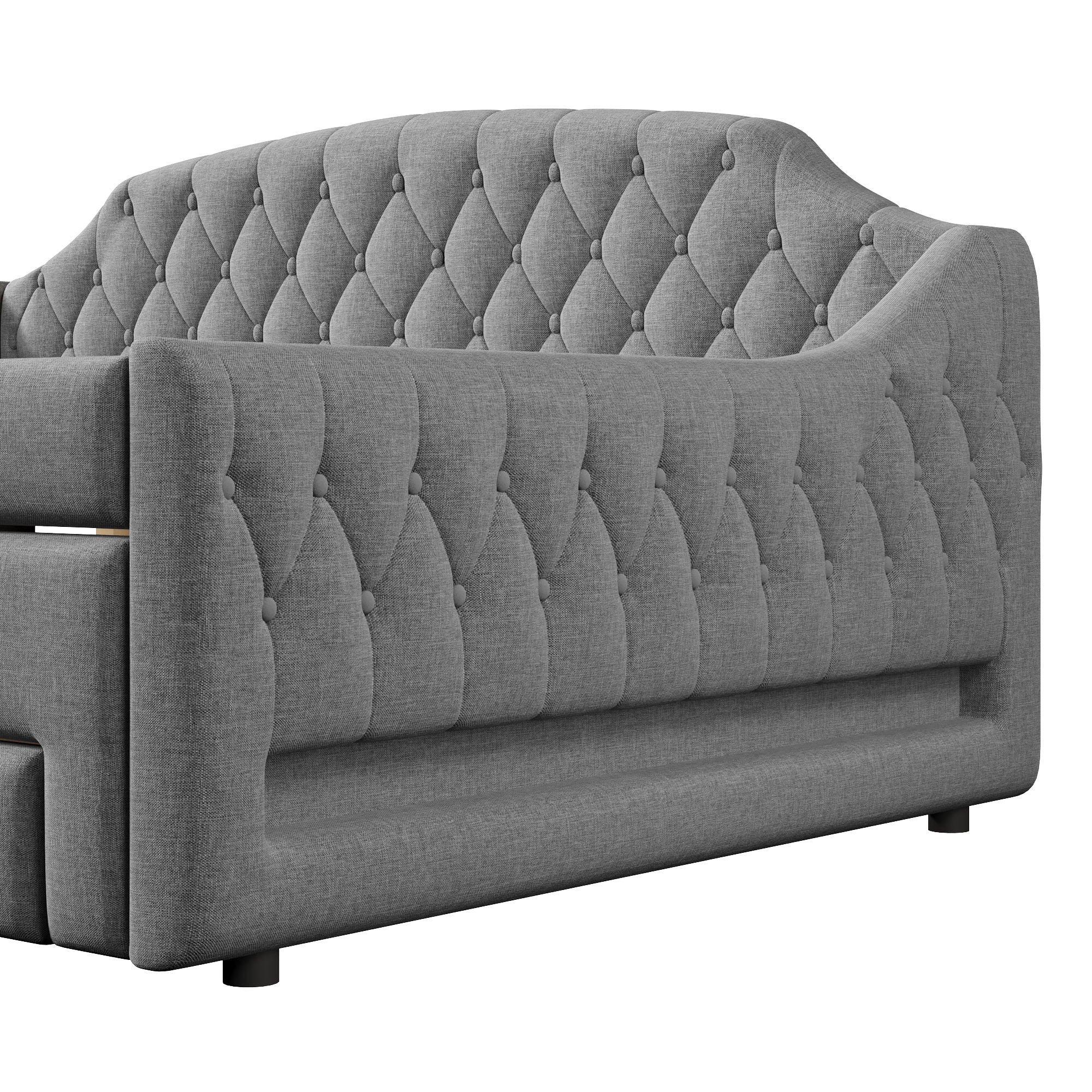 Upholstered Daybed With LED Belt, Trundle And 3 Drawers