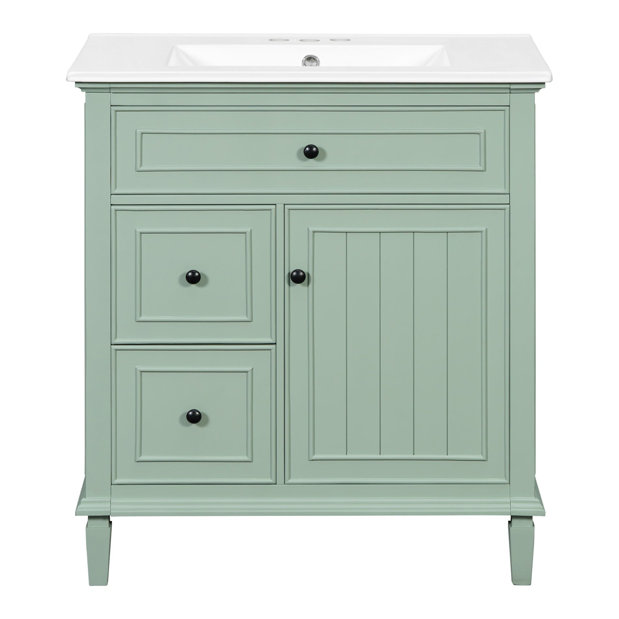 Modern Bathroom Vanity With Sink, Adjustable Shelf, Flip Drawer & 2 Drawers