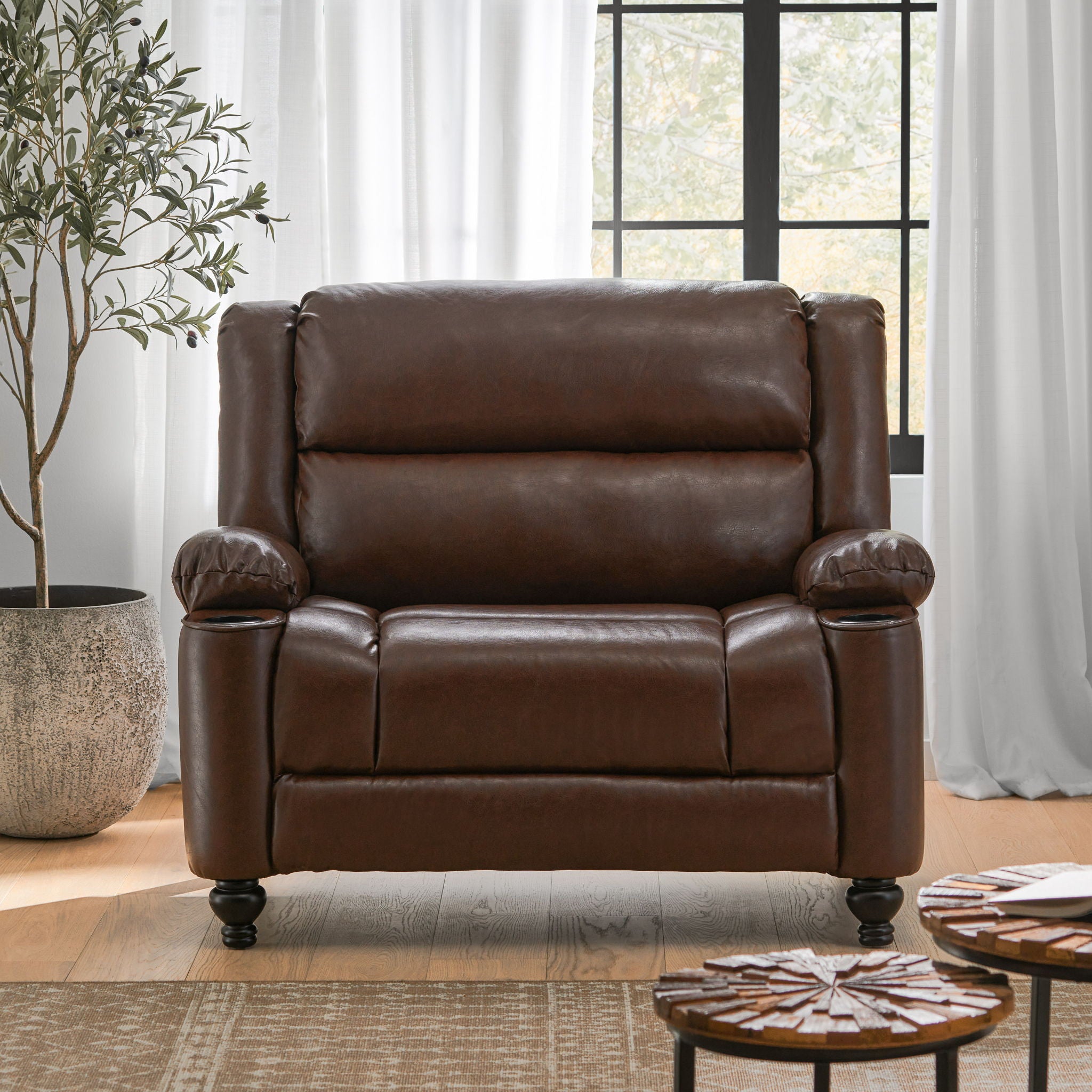 Tufted Design Wide Manual Recliner Chair